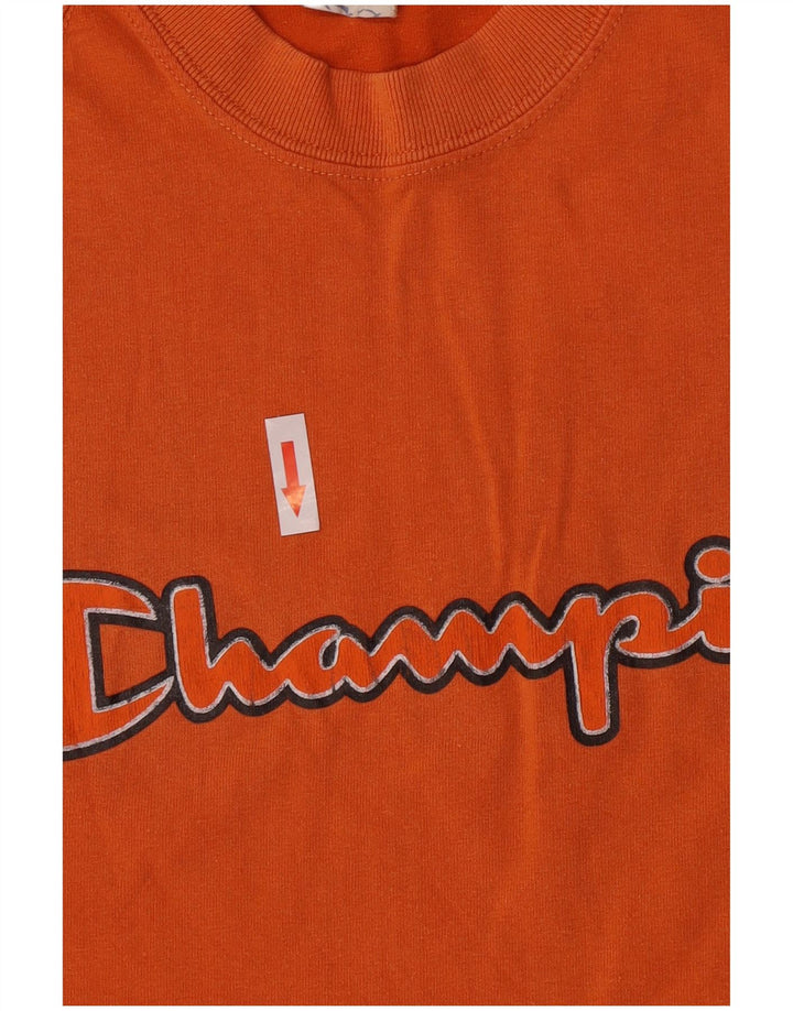 Champion Herren Grafik-T-Shirt-Oberteil aus mitteloranger Baumwolle