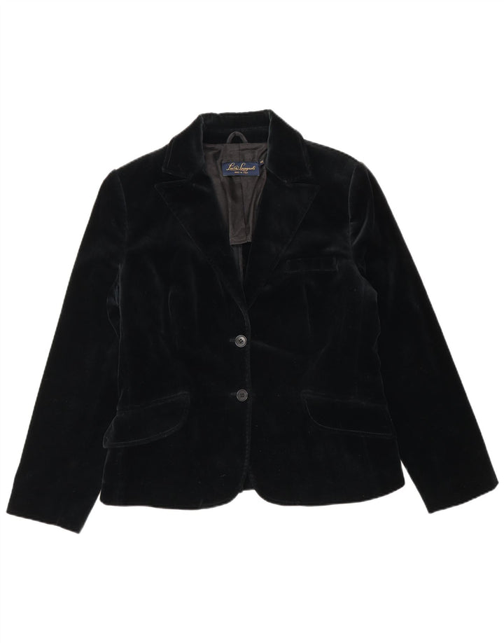 Luisa Spagnoli Damen 2-Knopf-Samt-Blazerjacke IT 44 Mittelschwarz