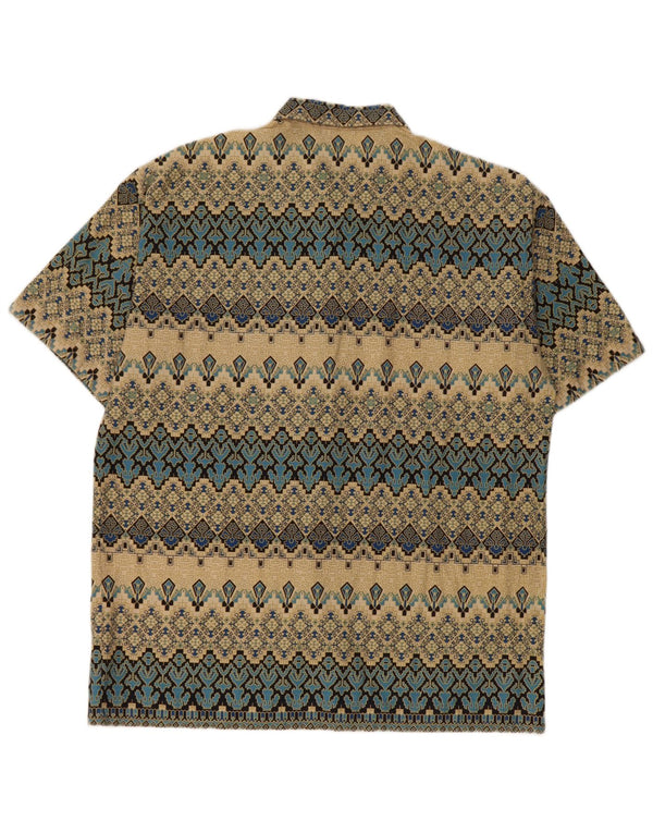 Vintage Herren Kurzarmhemd 3XL Gelb geblümte Baumwolle