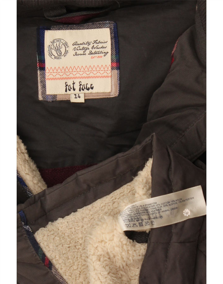 Fat Face wattierte Damen-Weste mit Kapuze, UK 14, Mittelgrau, Polyester