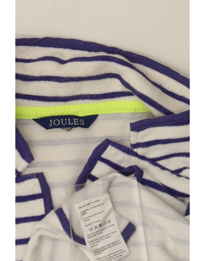 JOULES Damen Crop Open Cardigan Pullover UK 8 Small Weiß gestreift Baumwolle