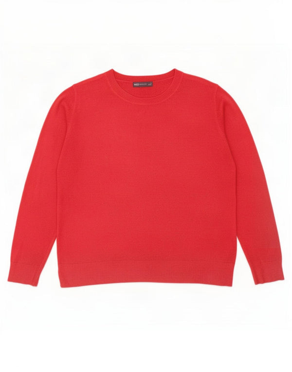 Marks & Spencer Womens Boat Neck Jumper Sweater UK 16 Large Pink Acrylic