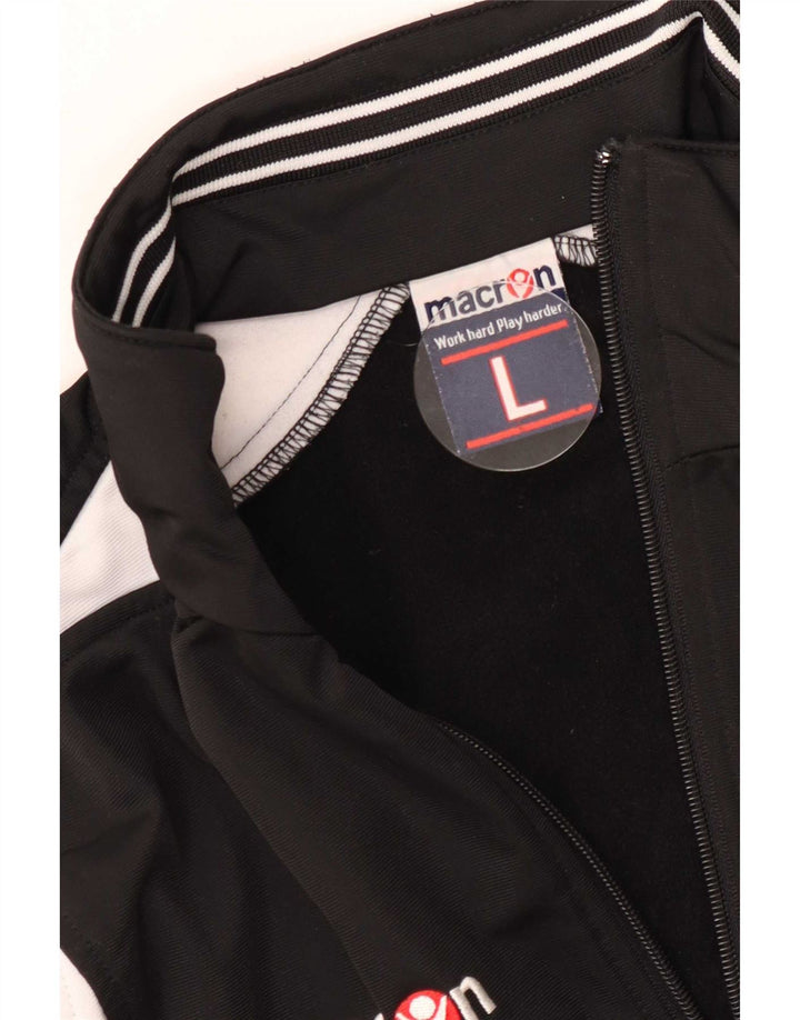 Macron Herren-Trainingsanzugoberteil mit Grafik, groß, schwarzes Farbblock-Polyester