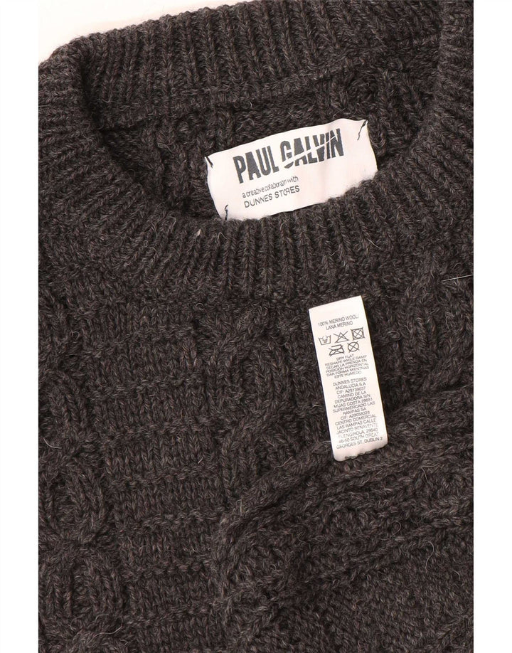 Dunnes Stores Herren-Pullover mit U-Boot-Ausschnitt, große graue Wolle
