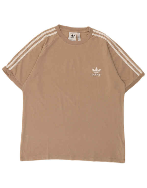 Adidas Herren T-Shirt Top Large Beige Baumwolle