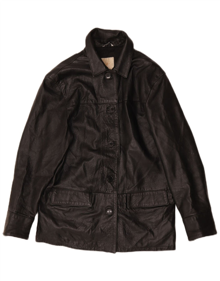 Vintage Damen Lederjacke IT 46 Large Schwarz