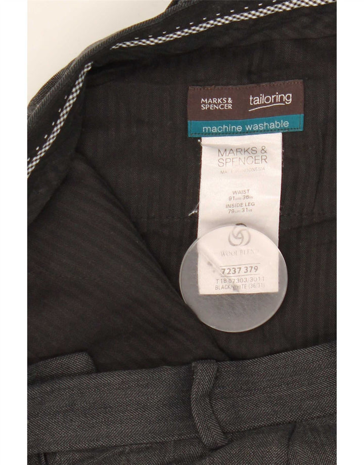 Gerade Herren-Anzughose von Marks & Spencer, W36, L31, schwarzes Polyester