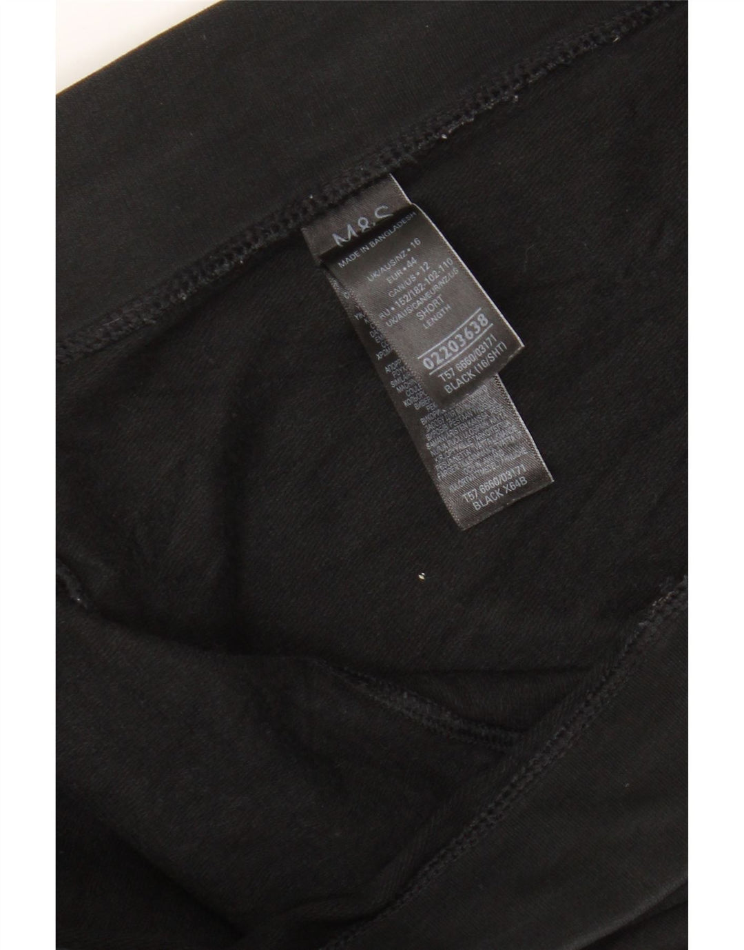 Marks & Spencer Kurze Damen-Leggings, UK 16, Größe L, Schwarz, Baumwolle