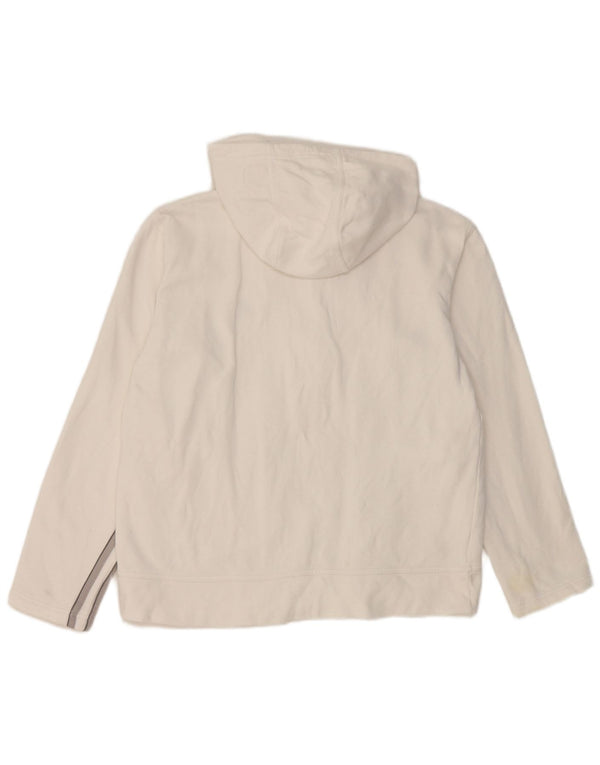 Adidas Damen Zip Hoodie Pullover UK 14 Große weiße Baumwolle