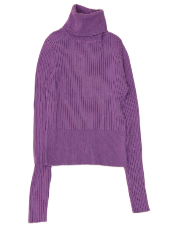Zara Damen Crop Rollkragenpullover Pullover UK 8 Small Lila Viskose