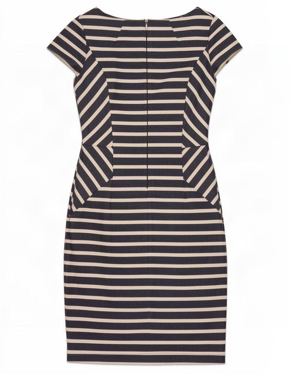 Phase Eight Womens Sheath Dress UK 10 Small Navy Blue Striped Cotton
