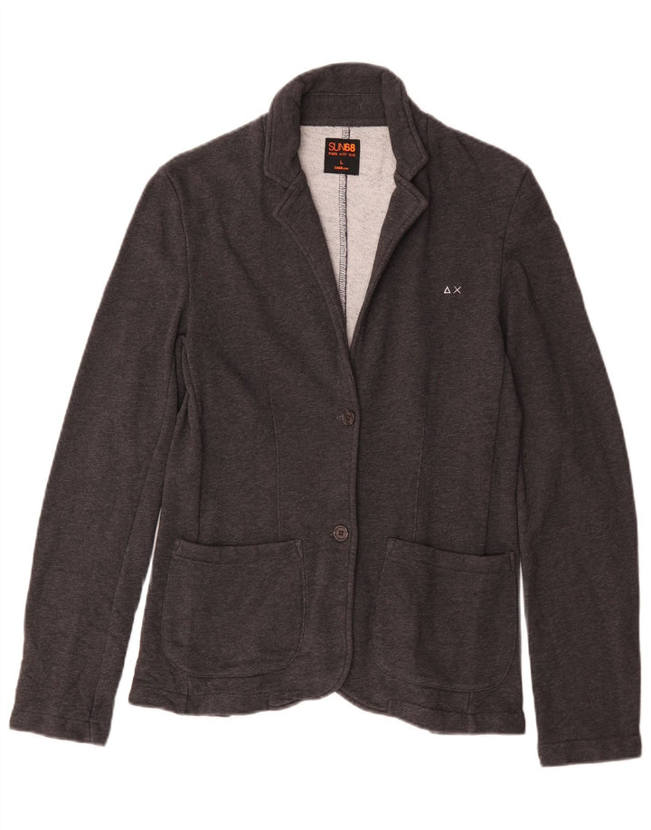 Sun68 Damen 2-Knopf-Blazerjacke, UK 14, große graue Baumwolle