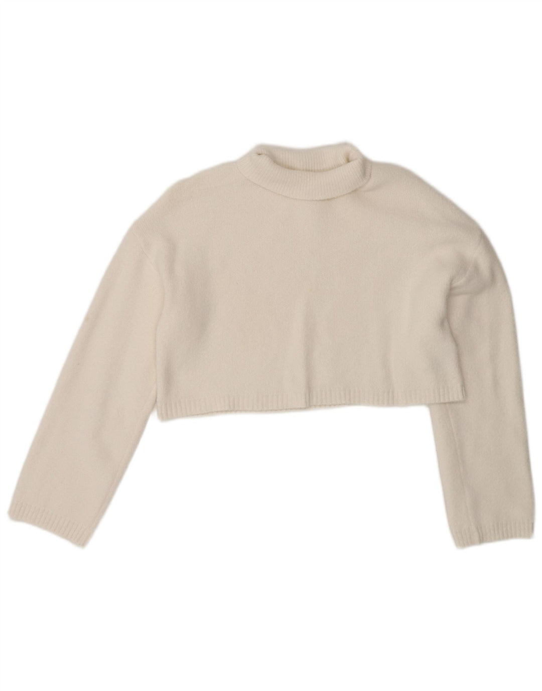 Zara Damen Crop Oversized Rollkragenpullover Pullover UK 10 Small Weiß