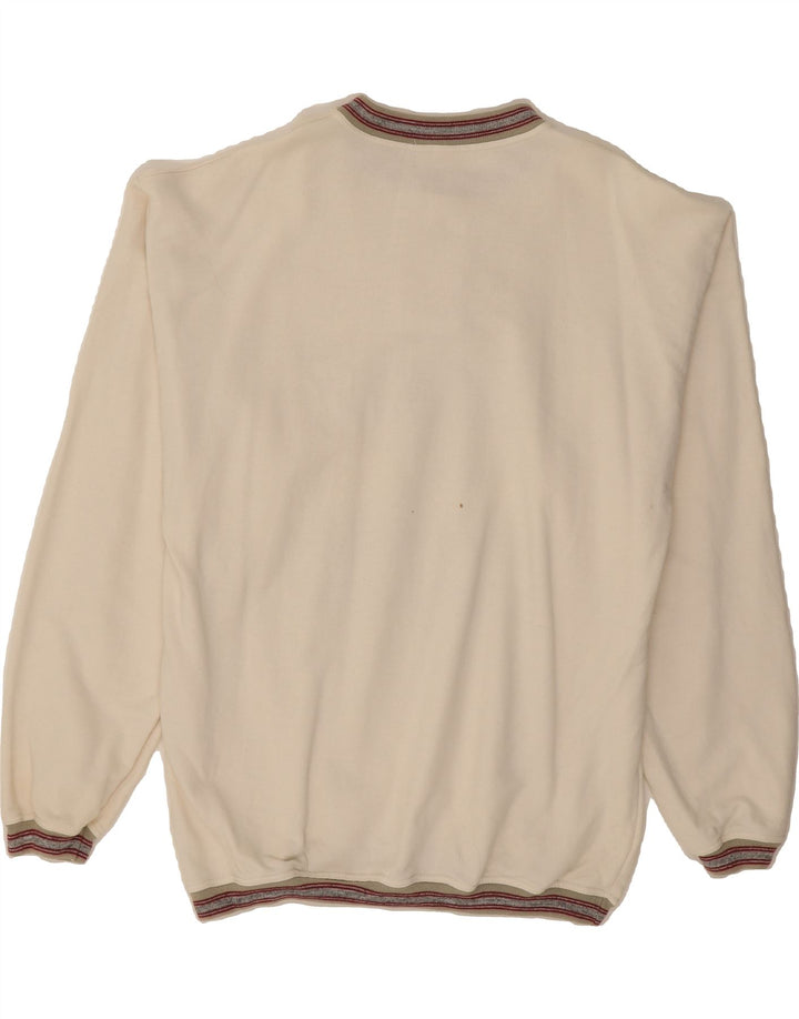 VINTAGE Mens Graphic Sweatshirt Jumper Large Off White Cotton Vintage Vintage and Second-Hand Vintage from Messina Hembry 