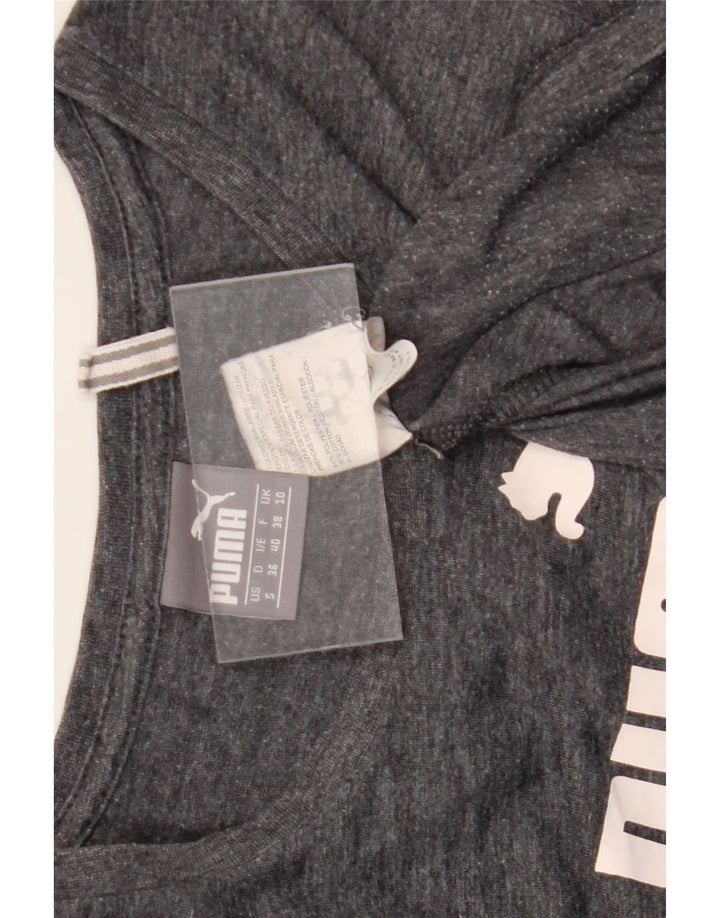 Puma Womens Graphic T-Shirt Top UK 10 Small Grau geflecktes Polyester