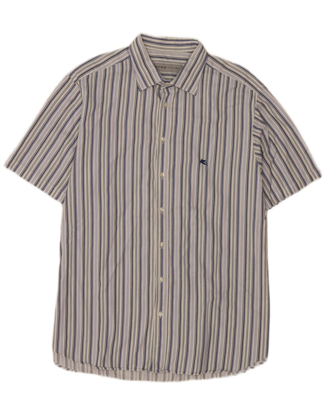 Etro Herren Kurzarmhemd Größe 44 XL Mehrfarbig gestreift