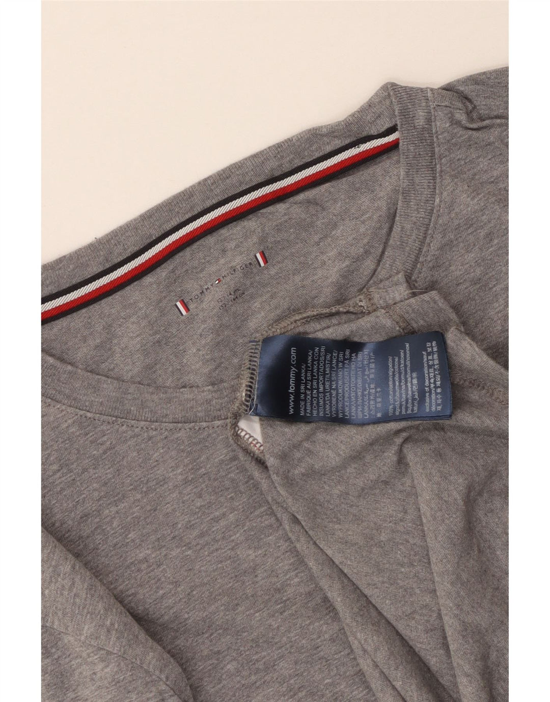 Tommy Hilfiger Jungen-Top, langärmelig, 12–13 Jahre, graue Baumwolle