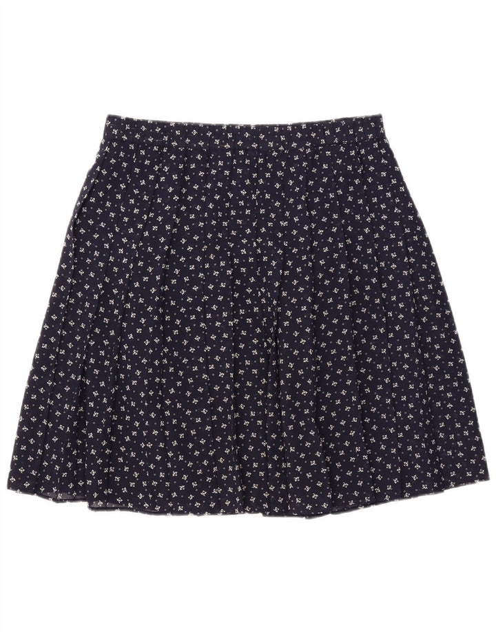 GVB Damen-A-Linien-Rock, UK 10, Größe S, W34, Marineblau, Blumenmuster, Polyester