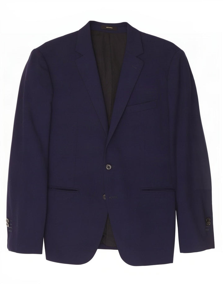 Massimo Dutti Herren-Blazer mit 2 Knöpfen, EU 54, XL, marineblaue Wolle