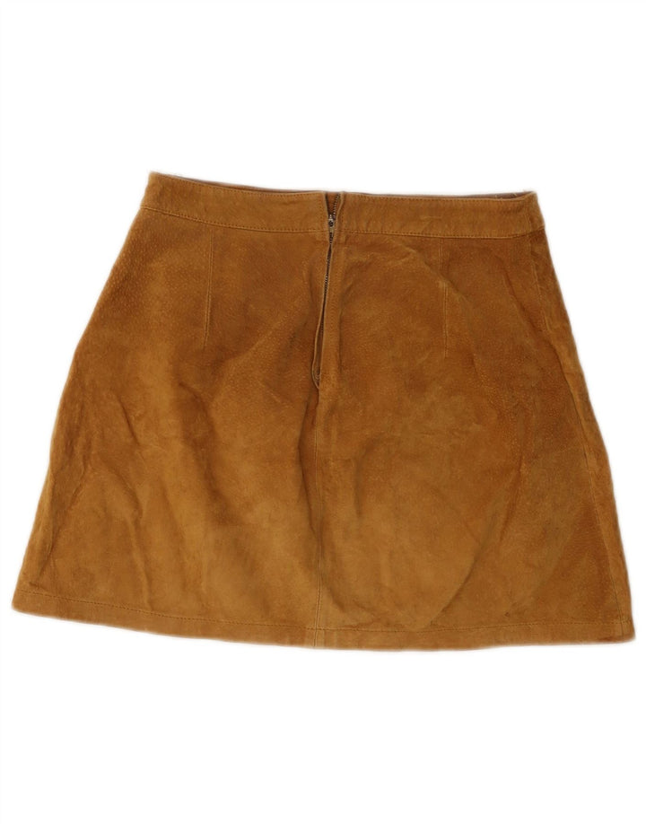 Stradivarius Damen-Minirock aus Wildleder, EU 38, Größe S, W28, beiges Leder