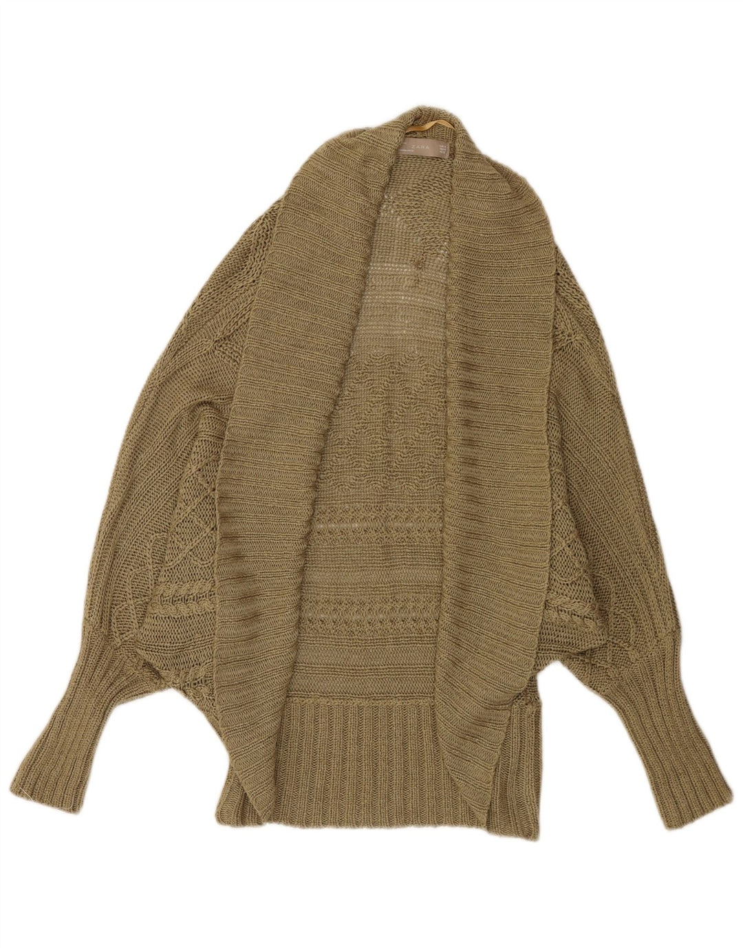 Zara Damen Fledermaus-Poncho-Strickjacke, Gr. 14, mittleres Khaki