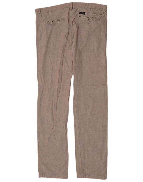 Marlboro Classics Gerade Herren-Chinohose W35 L38 Beige Nadelstreifen