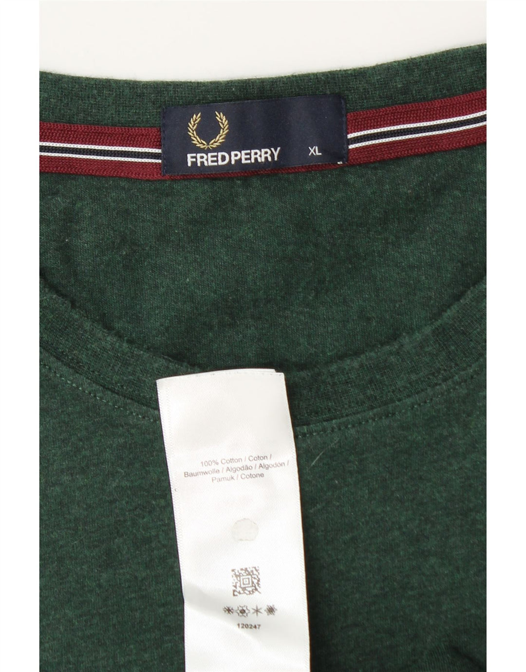 Fred Perry Herren T-Shirt Top XL Grüne Baumwolle