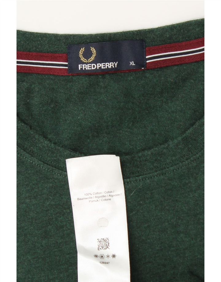 Fred Perry Herren T-Shirt Top XL Grüne Baumwolle