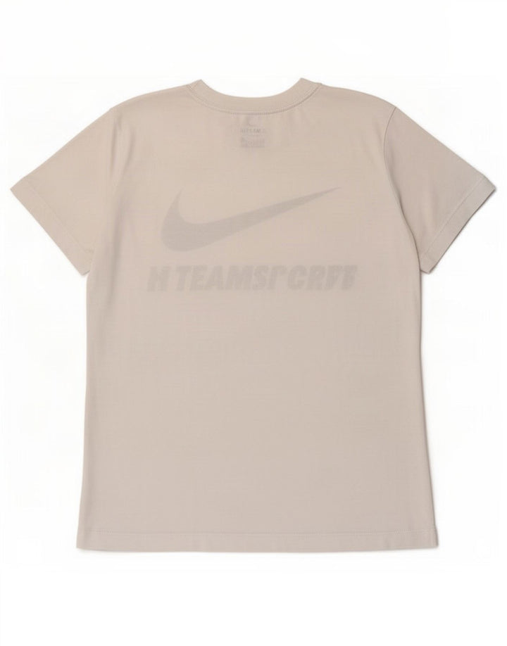 Nike Damen Dri Fit Graphic T-Shirt Top UK 12 Mittelweißes Polyester