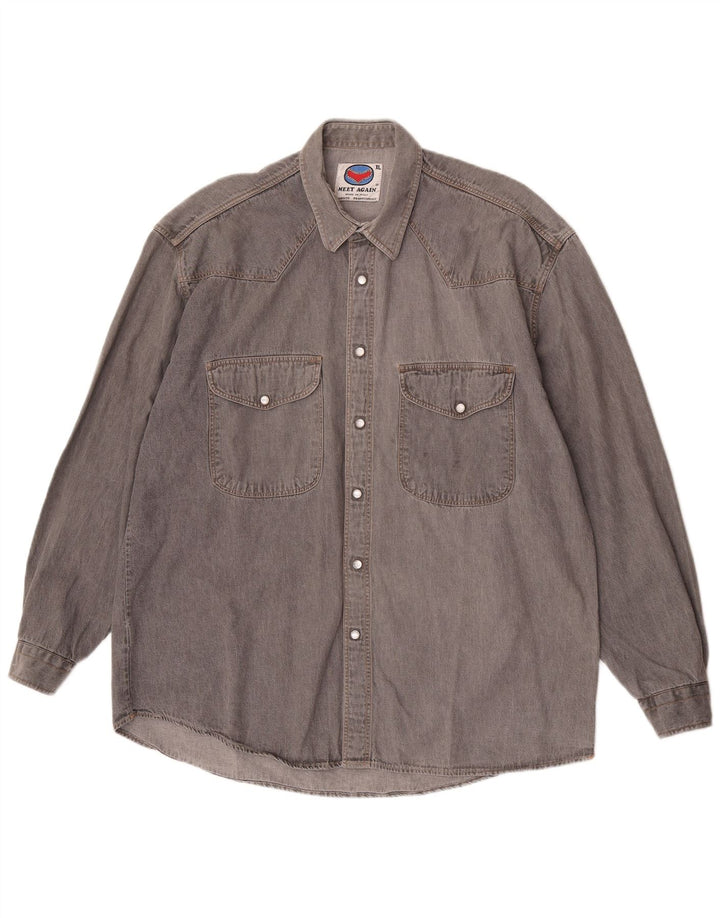 Vintage Herren Jeanshemd XL Grau Baumwolle