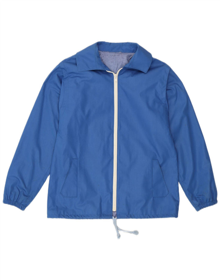 VINTAGE Damen Bomberjacke UK 12 Mittelblaues Polyester