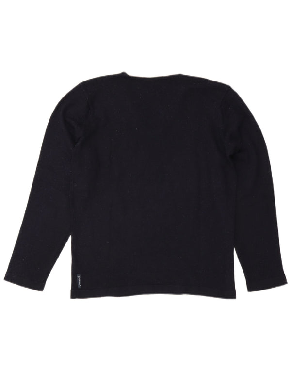 Armani Jeans Herren-Pullover mit V-Ausschnitt, mittlere marineblaue Farbblock-Wolle
