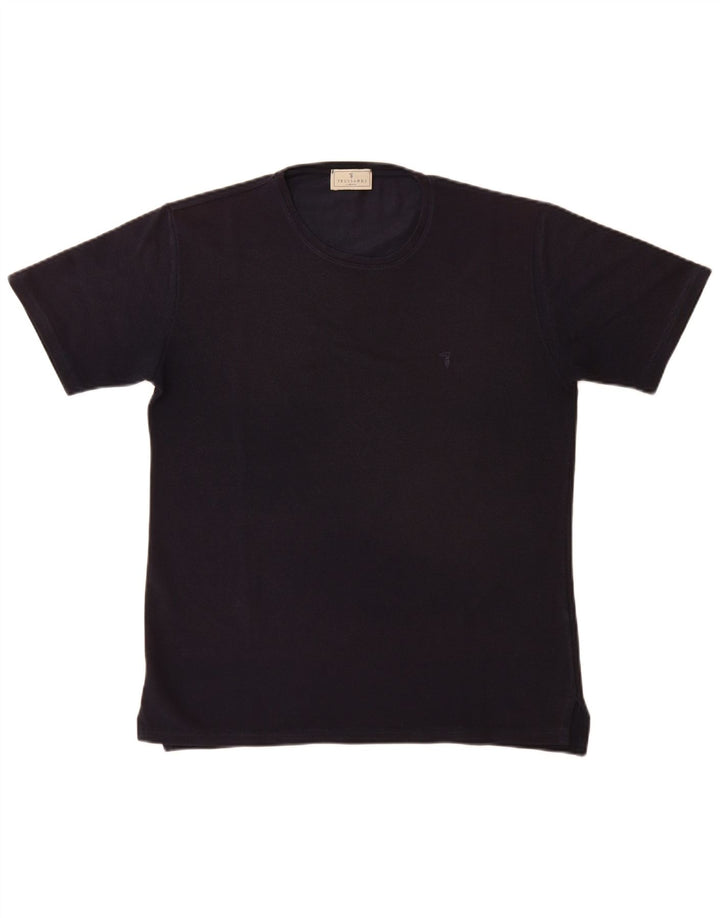 Trussardi Damen T-Shirt Top UK 14 Medium Marineblau Polyester
