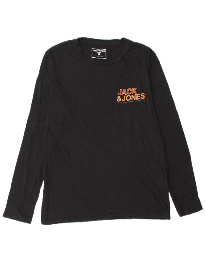 Jack & Jones Herren Grafik-Oberteil, langärmelig, mittelschwarz, Baumwolle