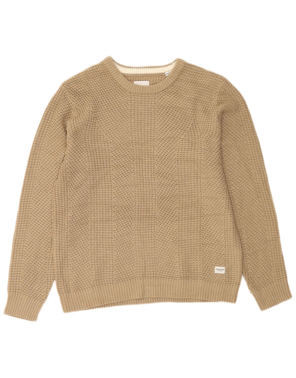 Jack & Jones Herren-Pullover mit Rundhalsausschnitt, 2XL, Beige, Acryl