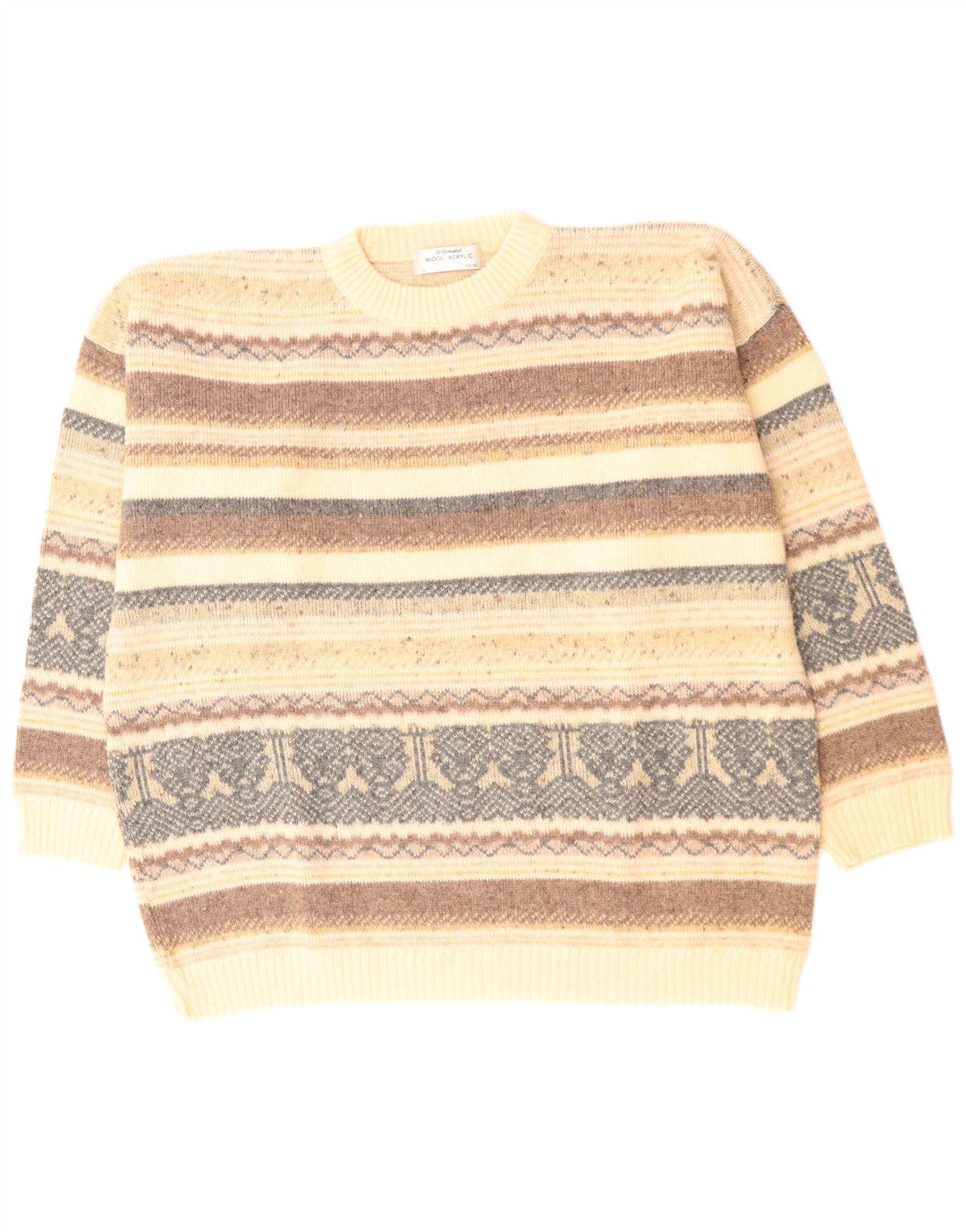 ST. BERNARD Herren-Pullover mit Rundhalsausschnitt, Größe 44/46 XL, Beige, Fair Isle