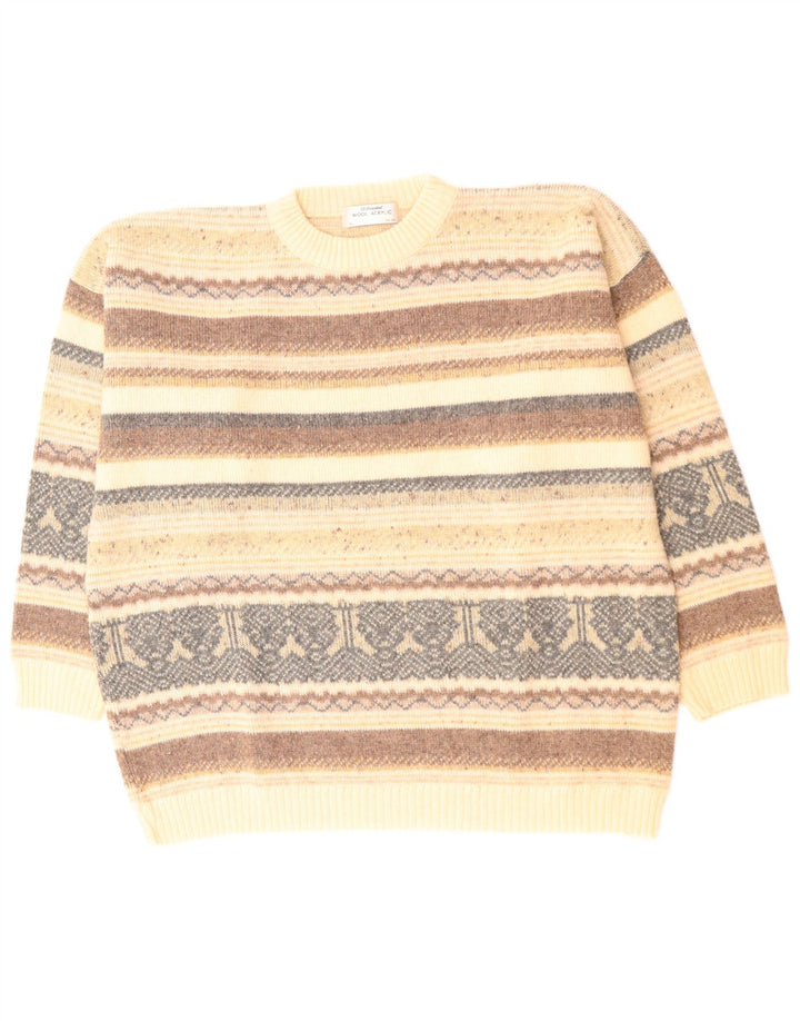 ST. BERNARD Herren-Pullover mit Rundhalsausschnitt, Größe 44/46 XL, Beige, Fair Isle