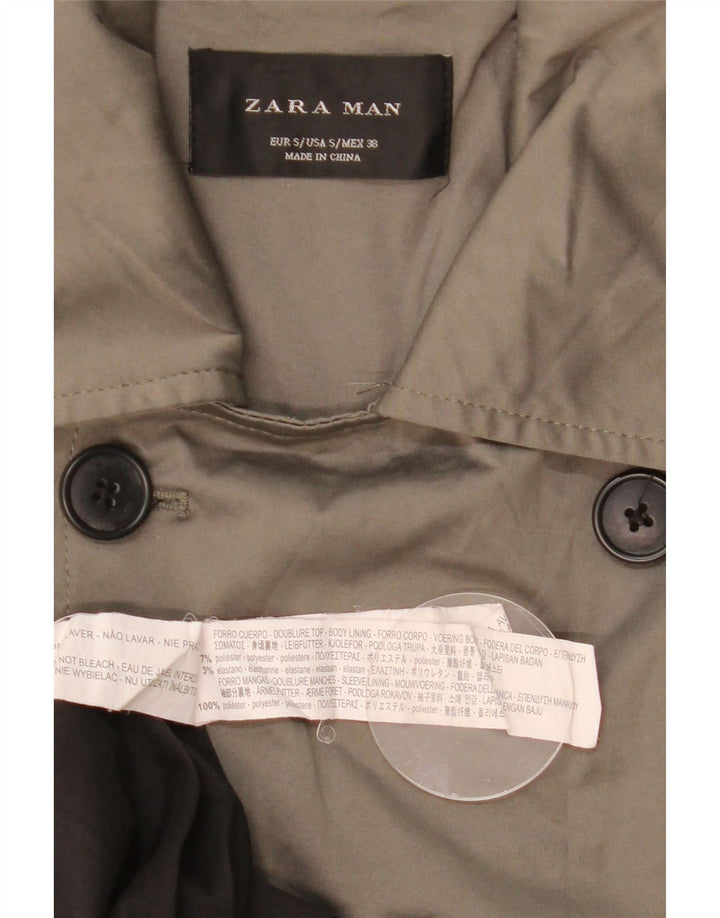 Zara Herren Trenchcoat UK 36 Small Khaki Polyester