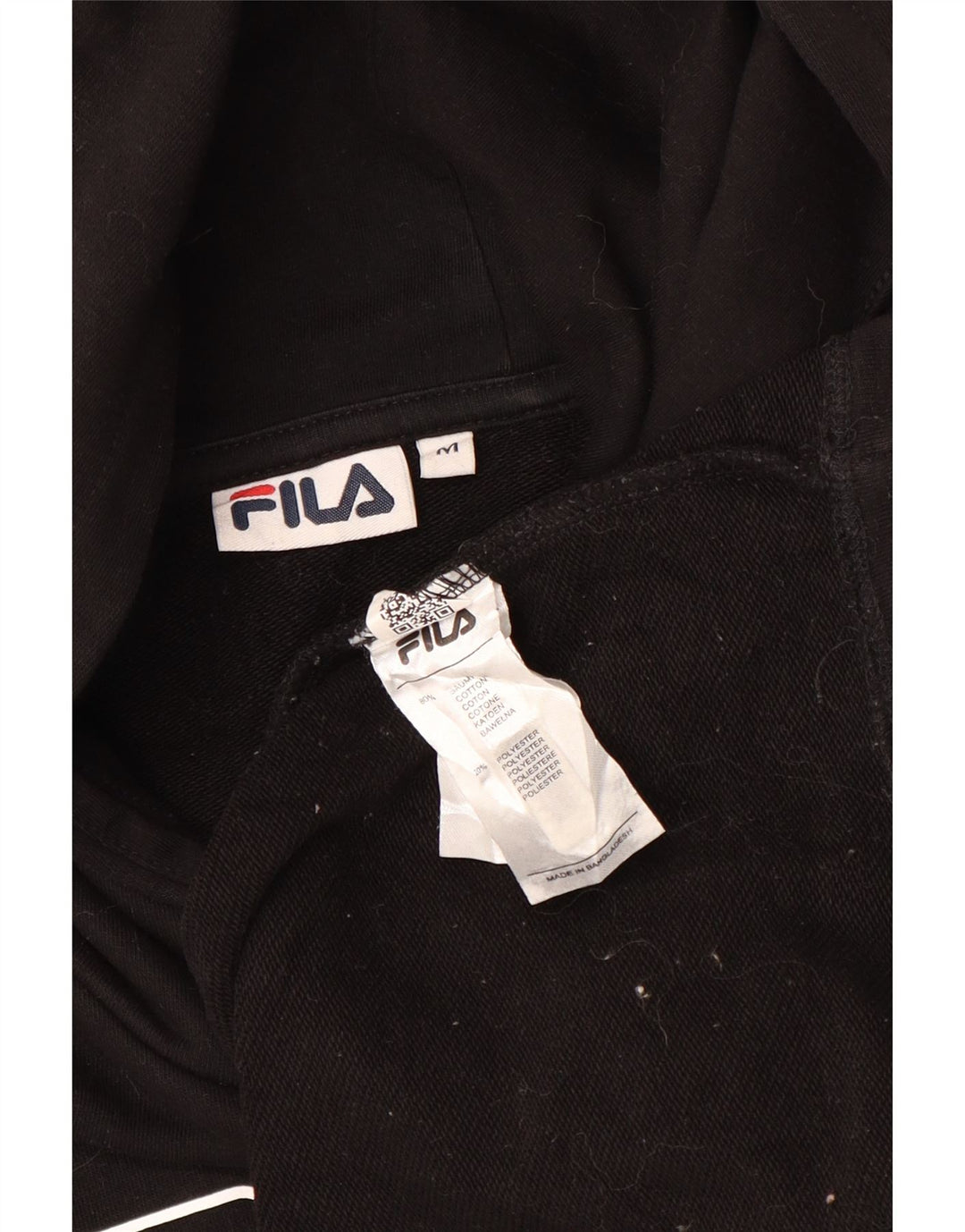 FILA Womens Oversized Crop Graphic Hoodie Pullover UK 14 Mittelschwarze Baumwolle