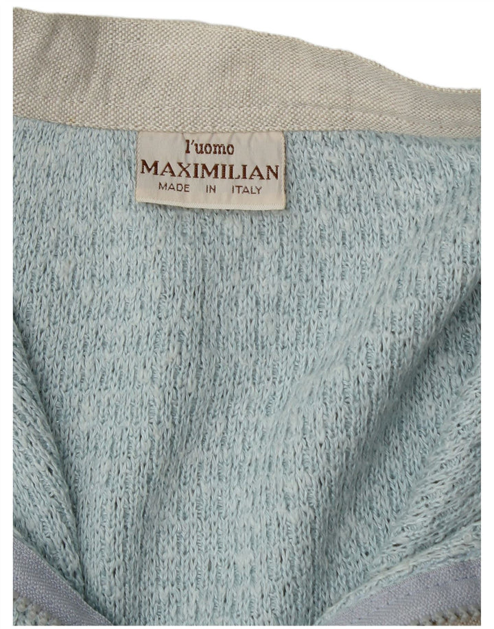 Maximilian Herren-Cardigan mit durchgehendem Reißverschluss, groß, blau, Farbblock