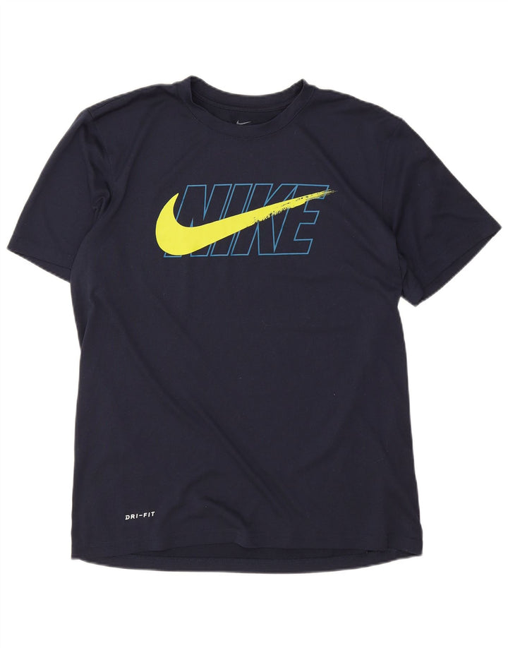 Nike Herren Dri Fit Grafik-T-Shirt-Oberteil Mittelmarineblaues Polyester