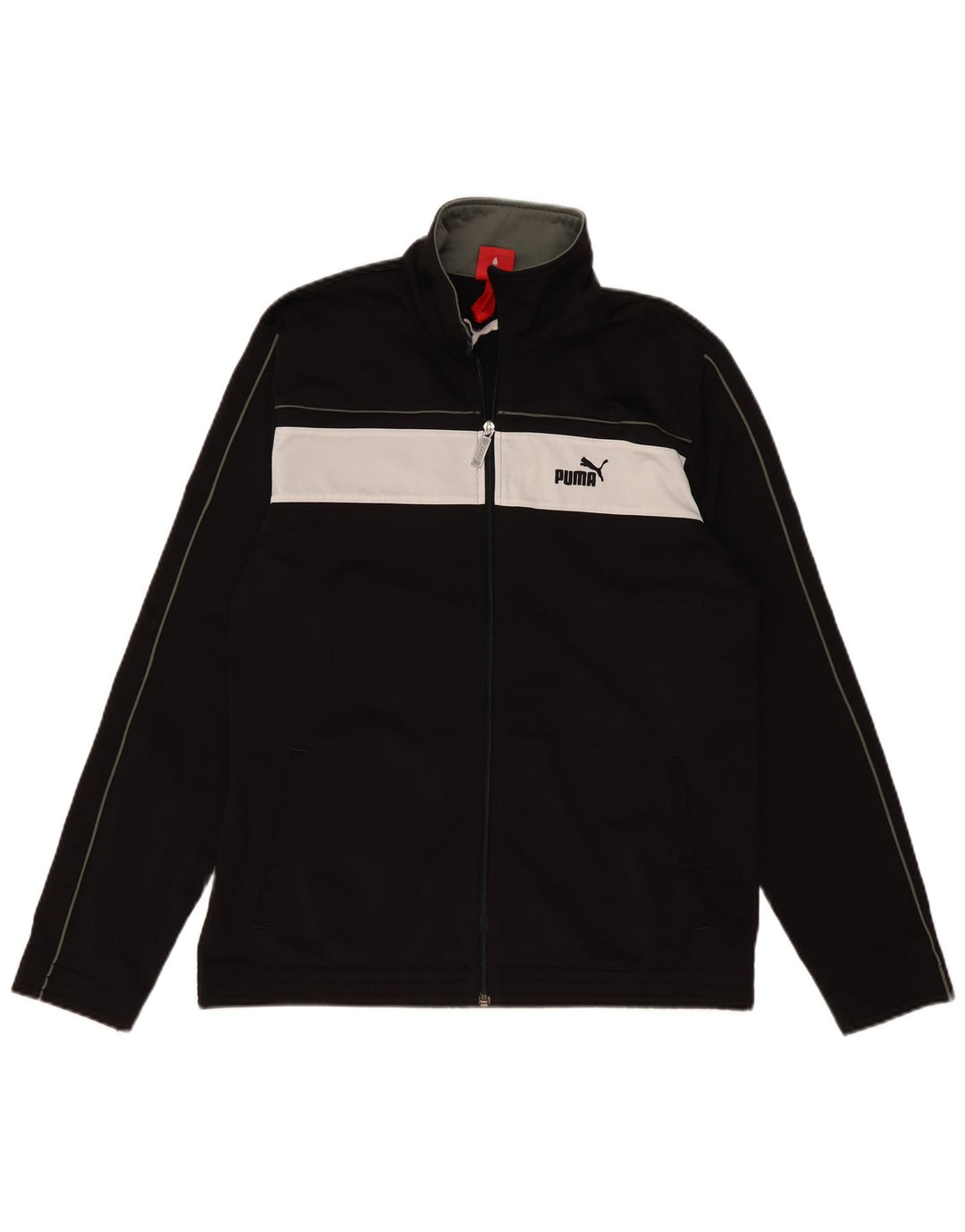 PUMA Herren-Trainingsanzug-Top-Jacke, großes schwarzes Farbblock-Polyester