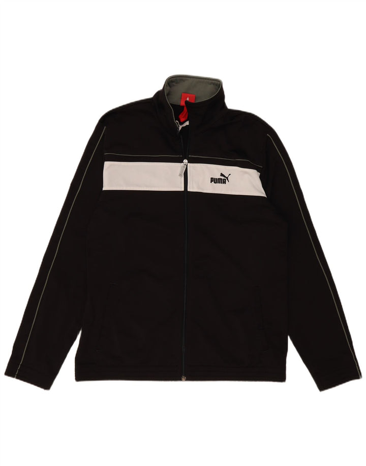 PUMA Herren-Trainingsanzug-Top-Jacke, großes schwarzes Farbblock-Polyester
