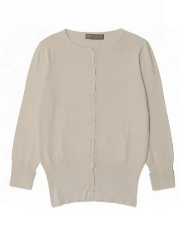 Zara Damen-Cardigan-Pullover UK 12 Mittelweiße Viskose