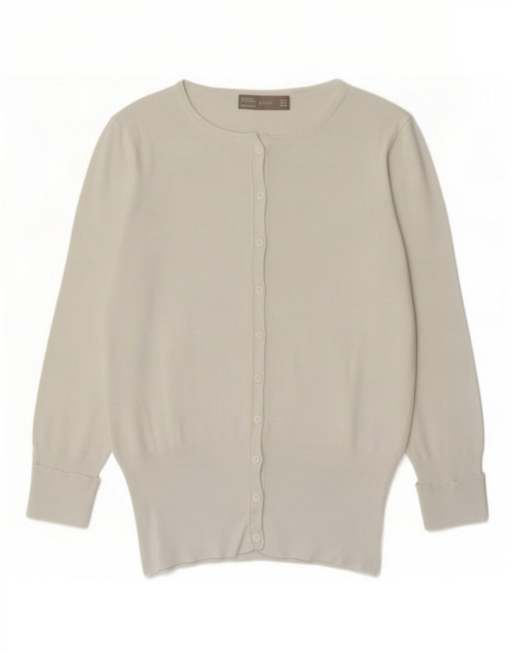 Zara Damen-Cardigan-Pullover UK 12 Mittelweiße Viskose