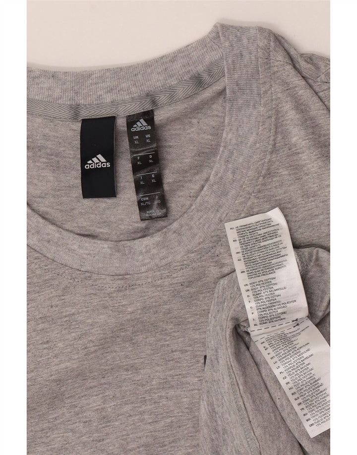 Adidas Herren T-Shirt Top XL Grau gefleckte Baumwolle