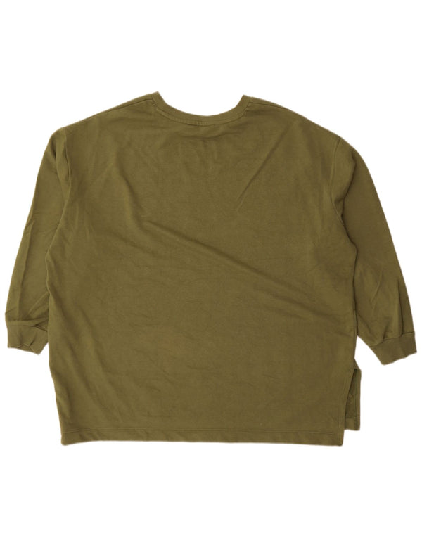 Marks & Spencer Damen Sweatshirt-Pullover mit 3/4-Ärmeln, UK 20 2XL Khaki