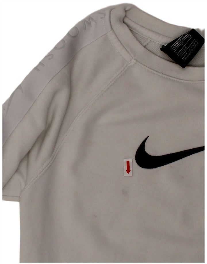 NIKE Jungen-Sweatshirt mit Swoosh-Standard-Passform, 8–9 Jahre, Größe S, Weiß