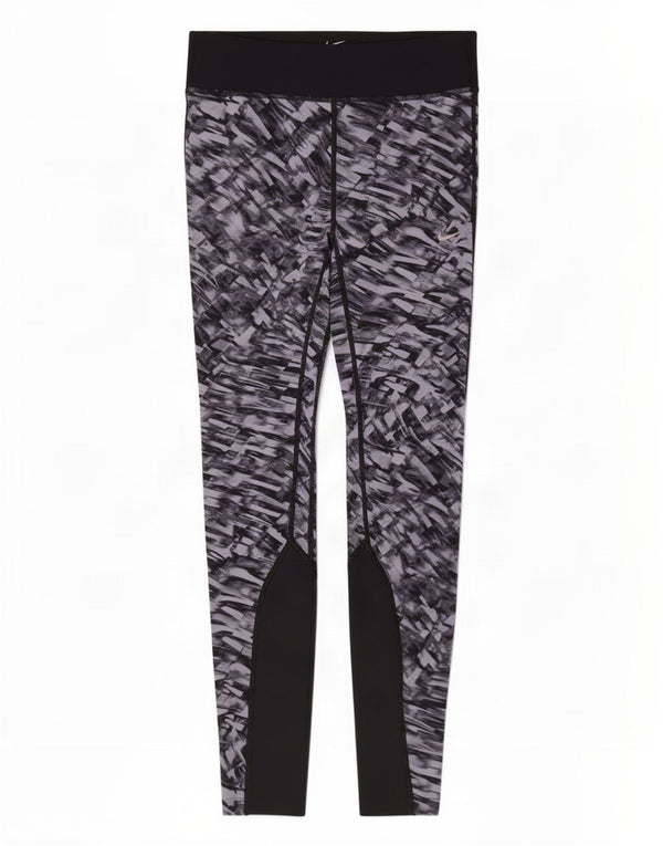 Nike Damen Dri Fit Leggings mit abstraktem Muster, UK 8, Größe S, Grau