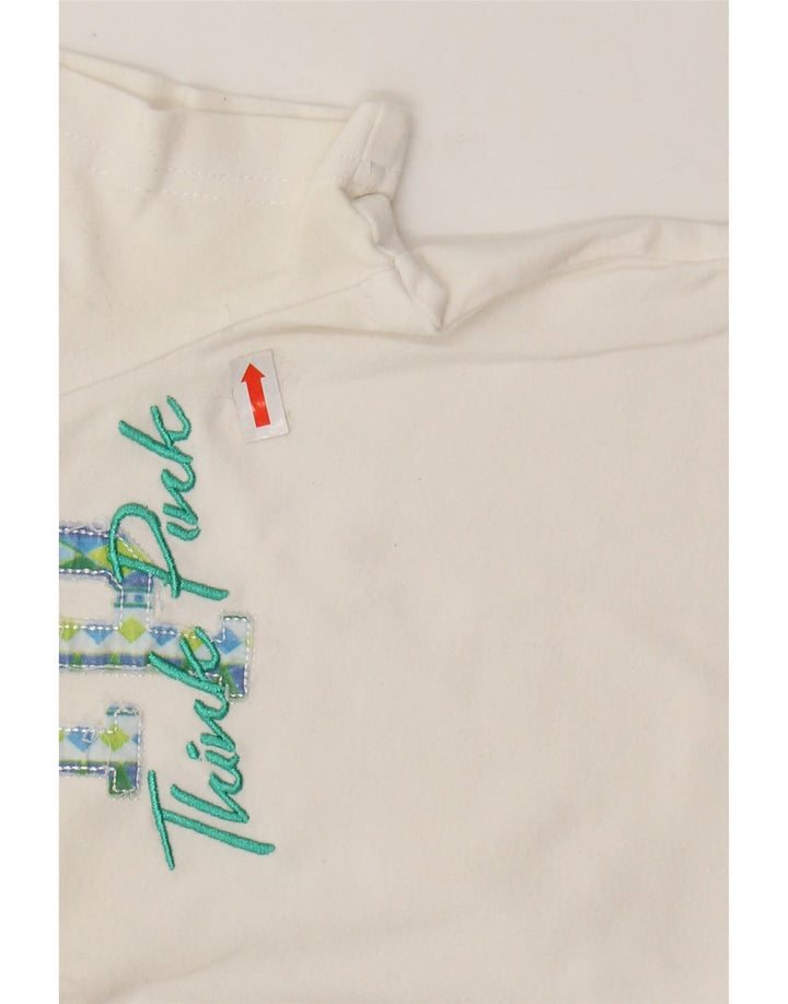 THINK PINK Damen-Poloshirt mit Grafik, UK 8, Größe S, weiße Baumwolle